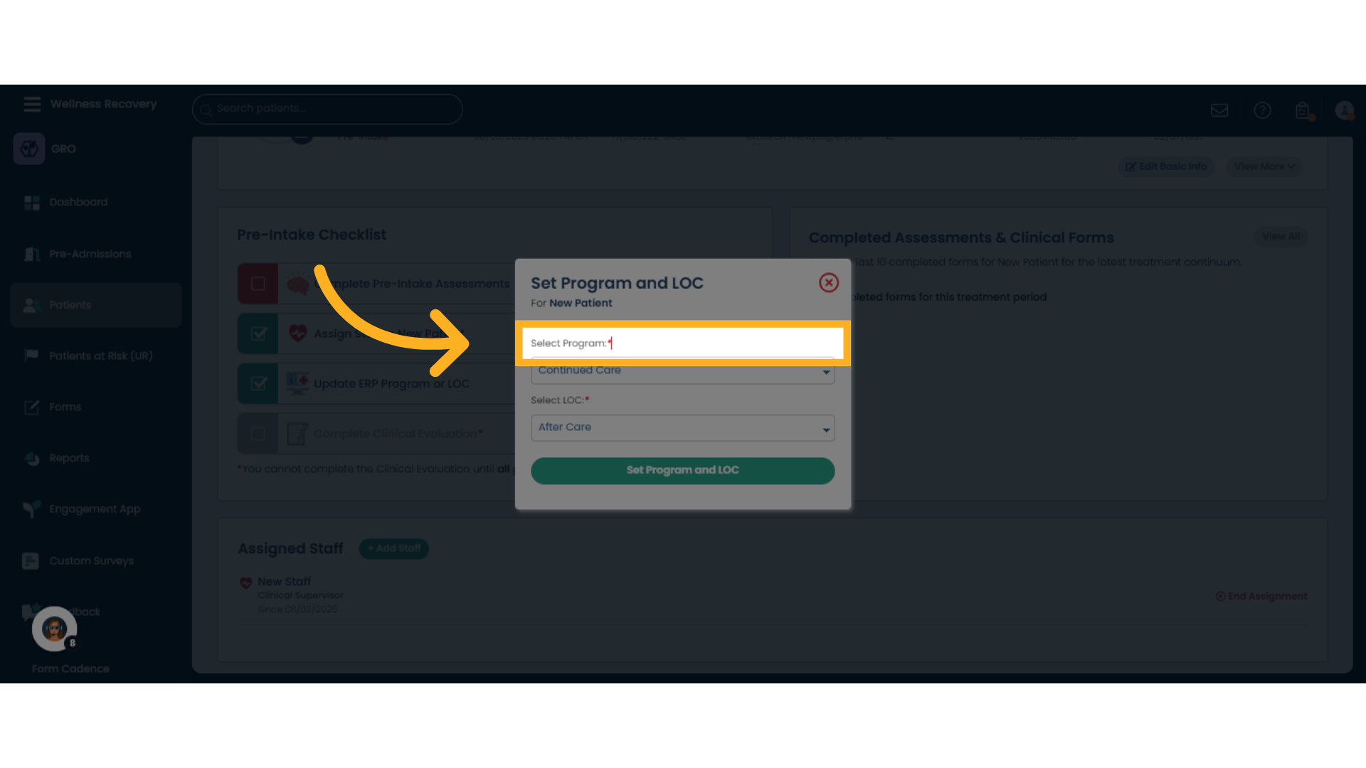 Choose new Program