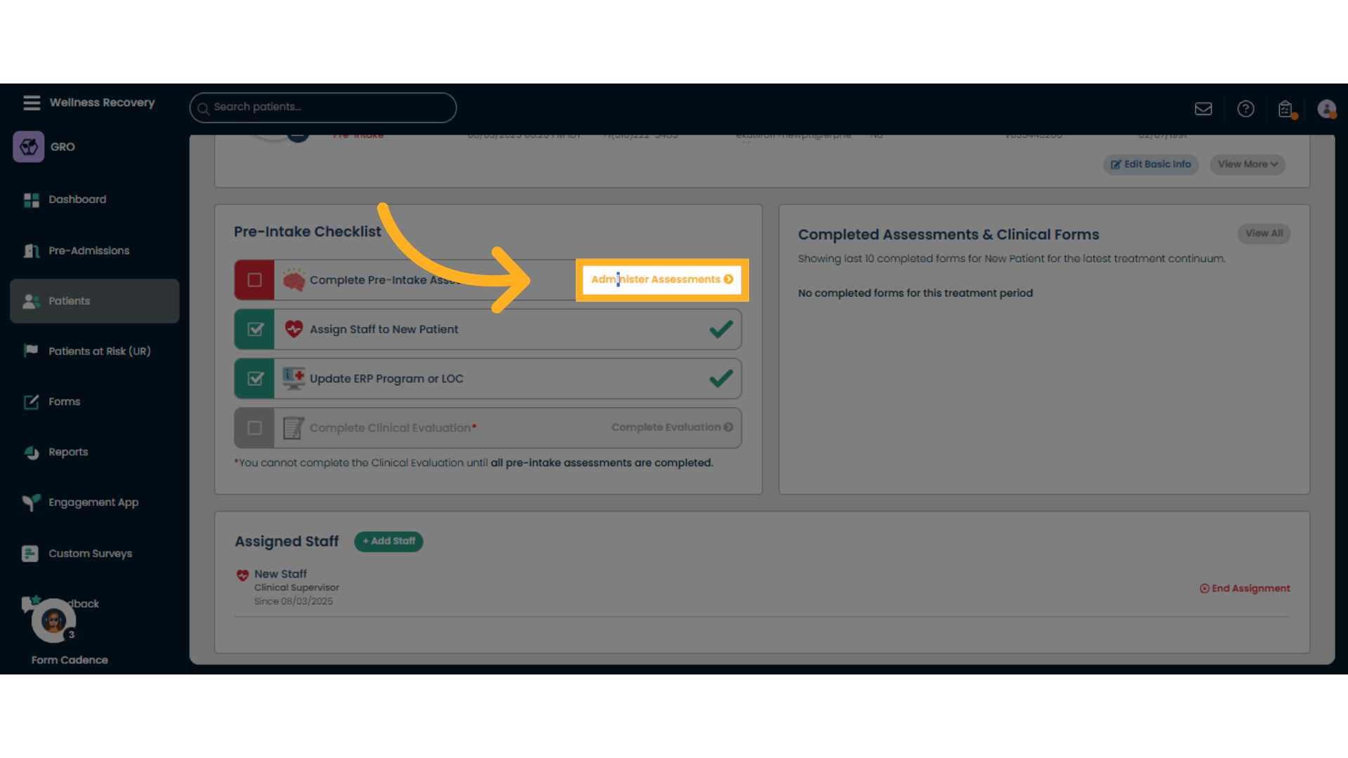 Click 'Administer Assessments'