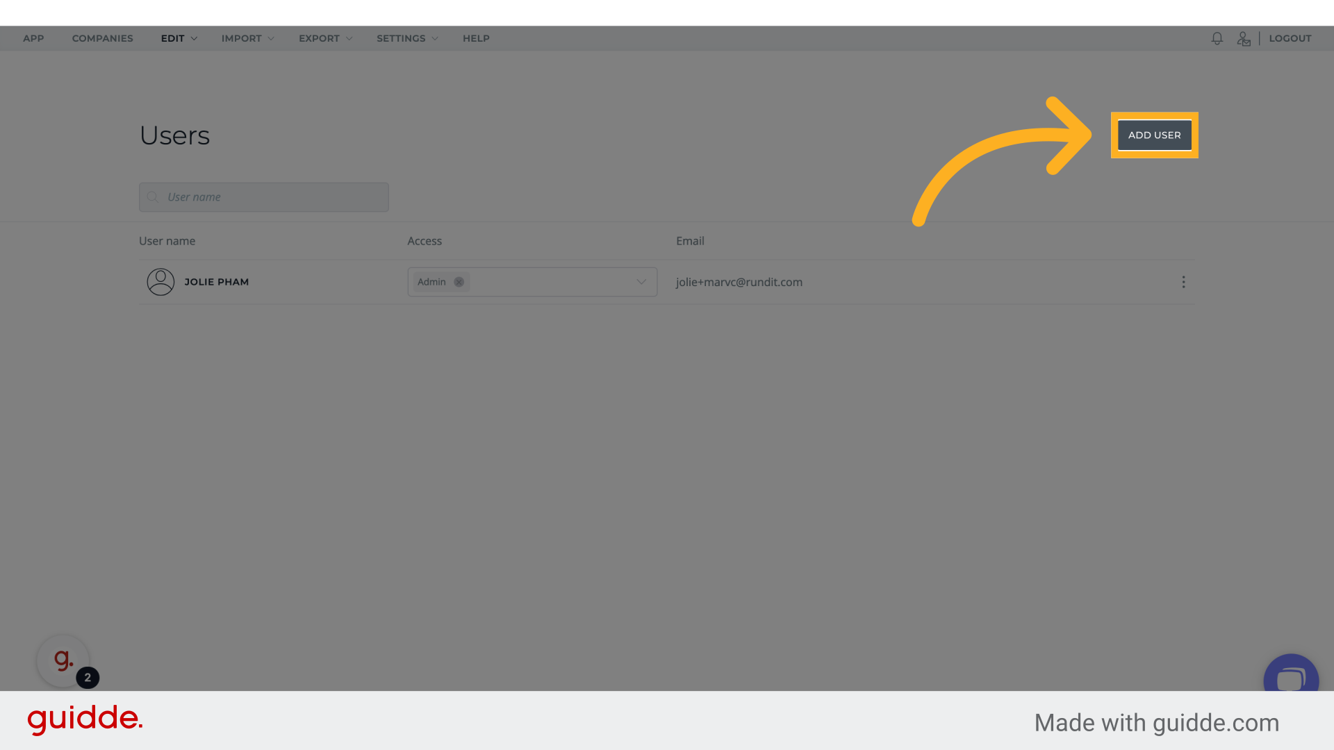 Click 'Add User'