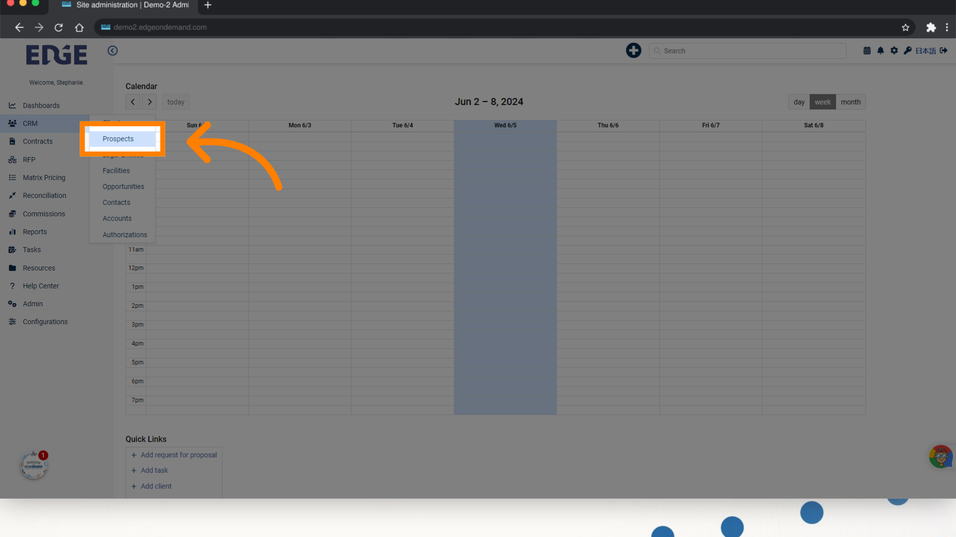 Navigate to CRM > 'Prospects'