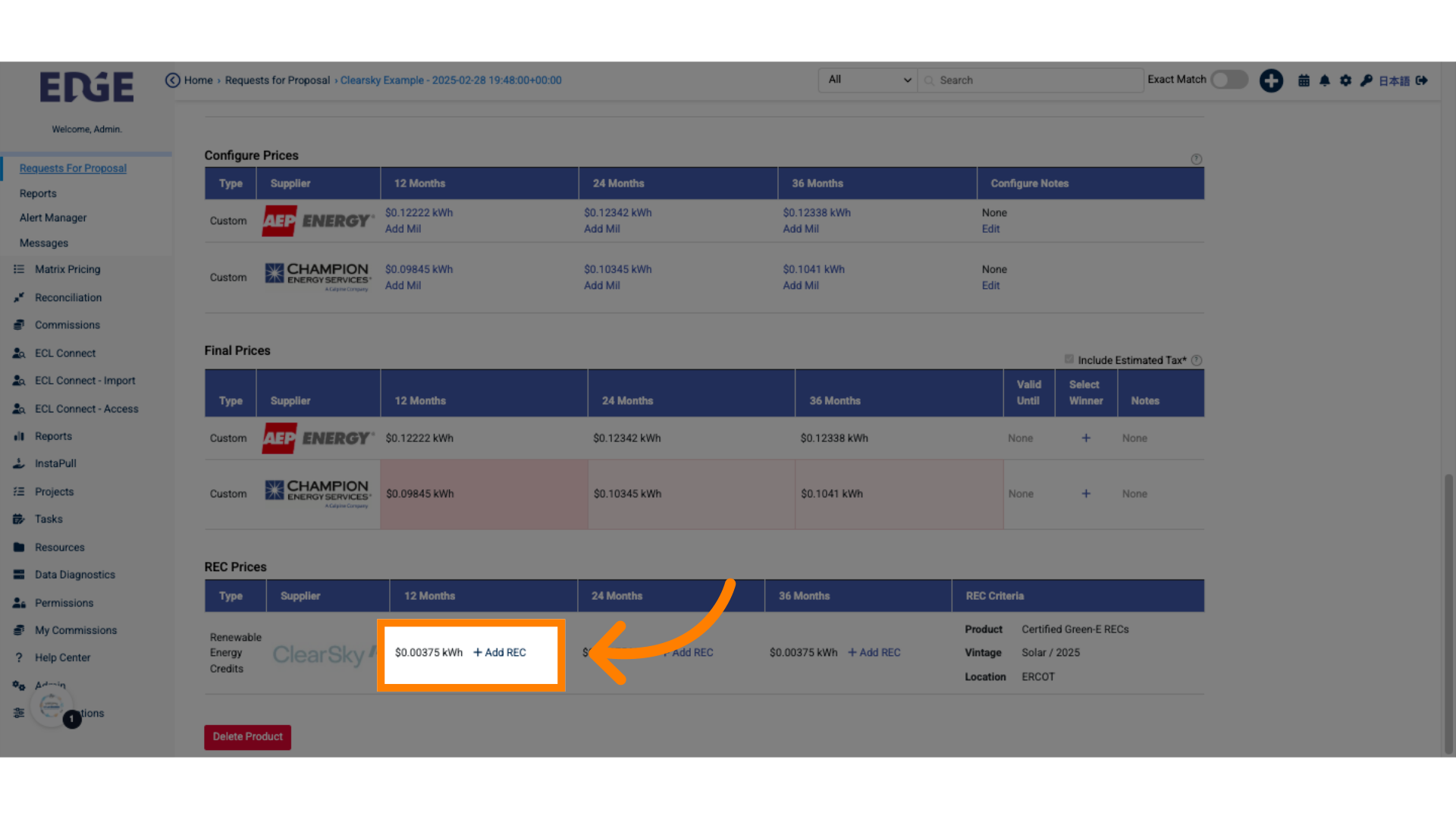 Simply, select 'Add REC' on the term you want,