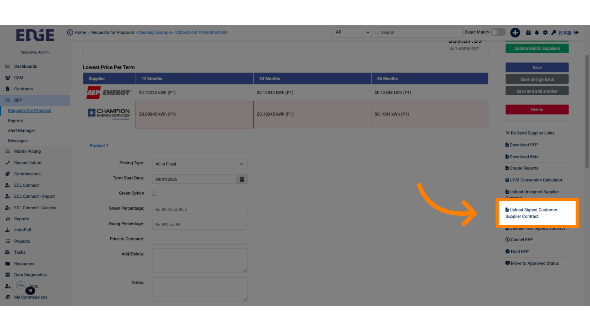 Upload your 'Signed Customer-Supplier Contract'.