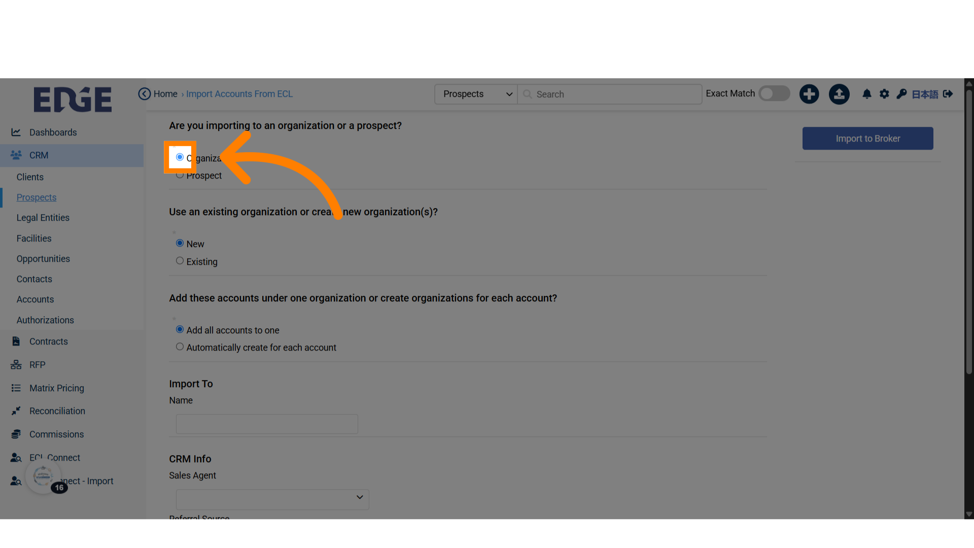 Choose between the radio buttons