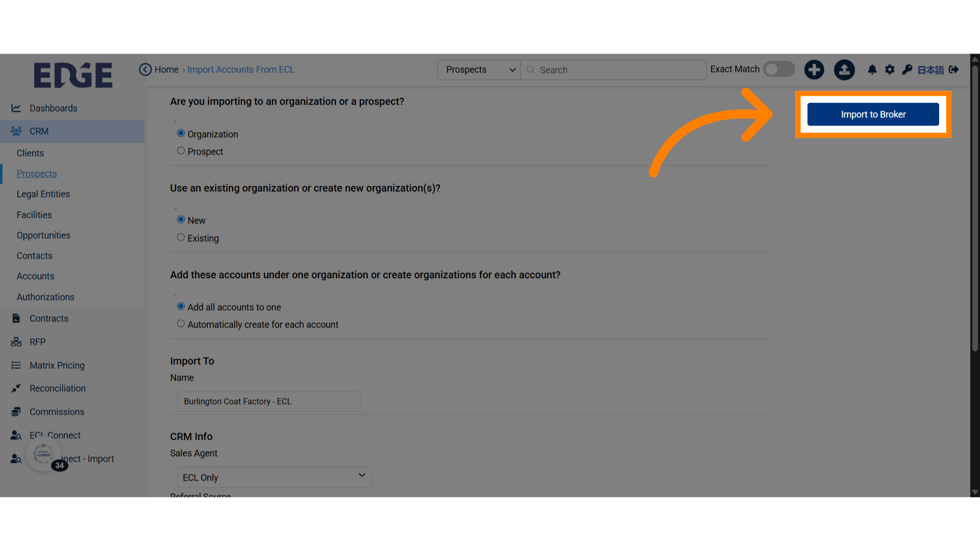 Click 'Import to Broker'