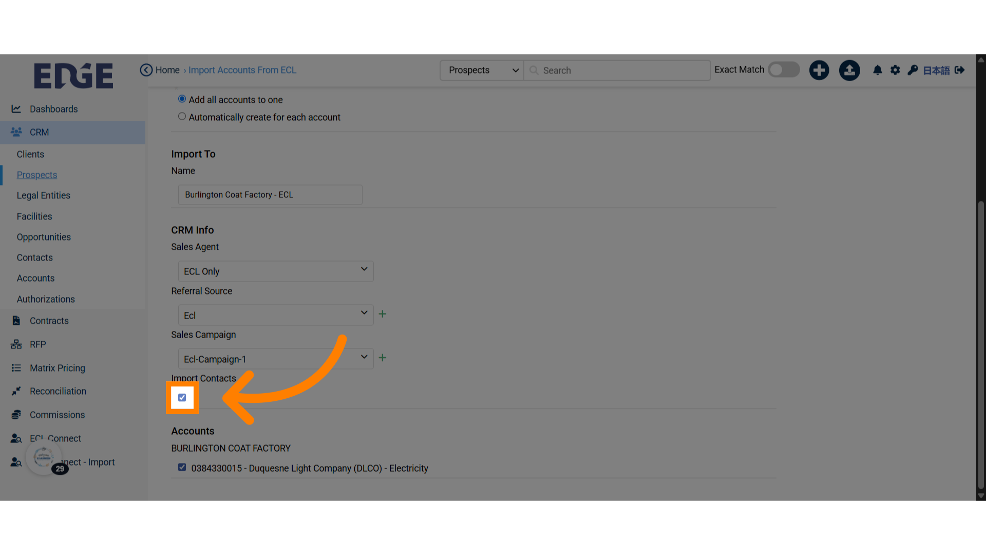 Click 'Import Contacts'