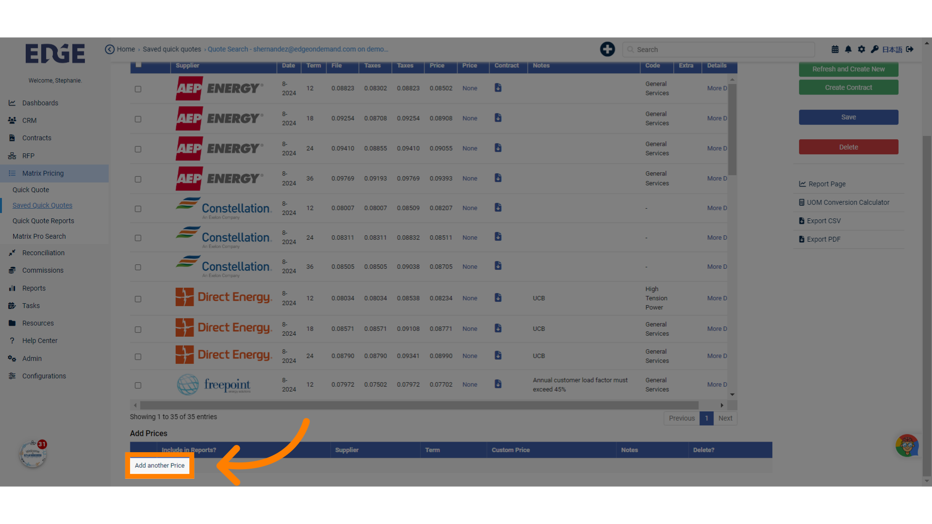 If we do not receive matrix prices from a specific supplier, you can manually add pricing for the supplier using the 'Add another Price' at the bottom.