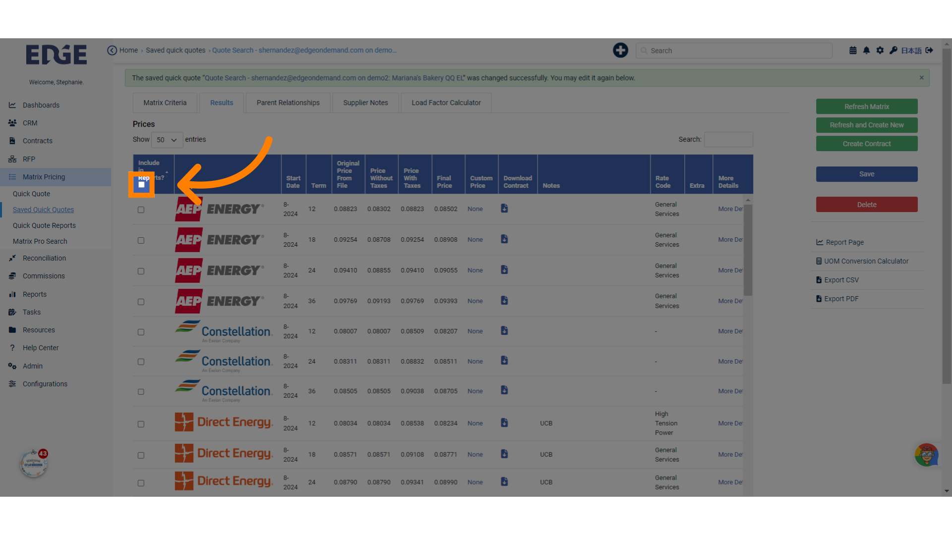 To export pricing to be client-facing, you have the option to export all prices