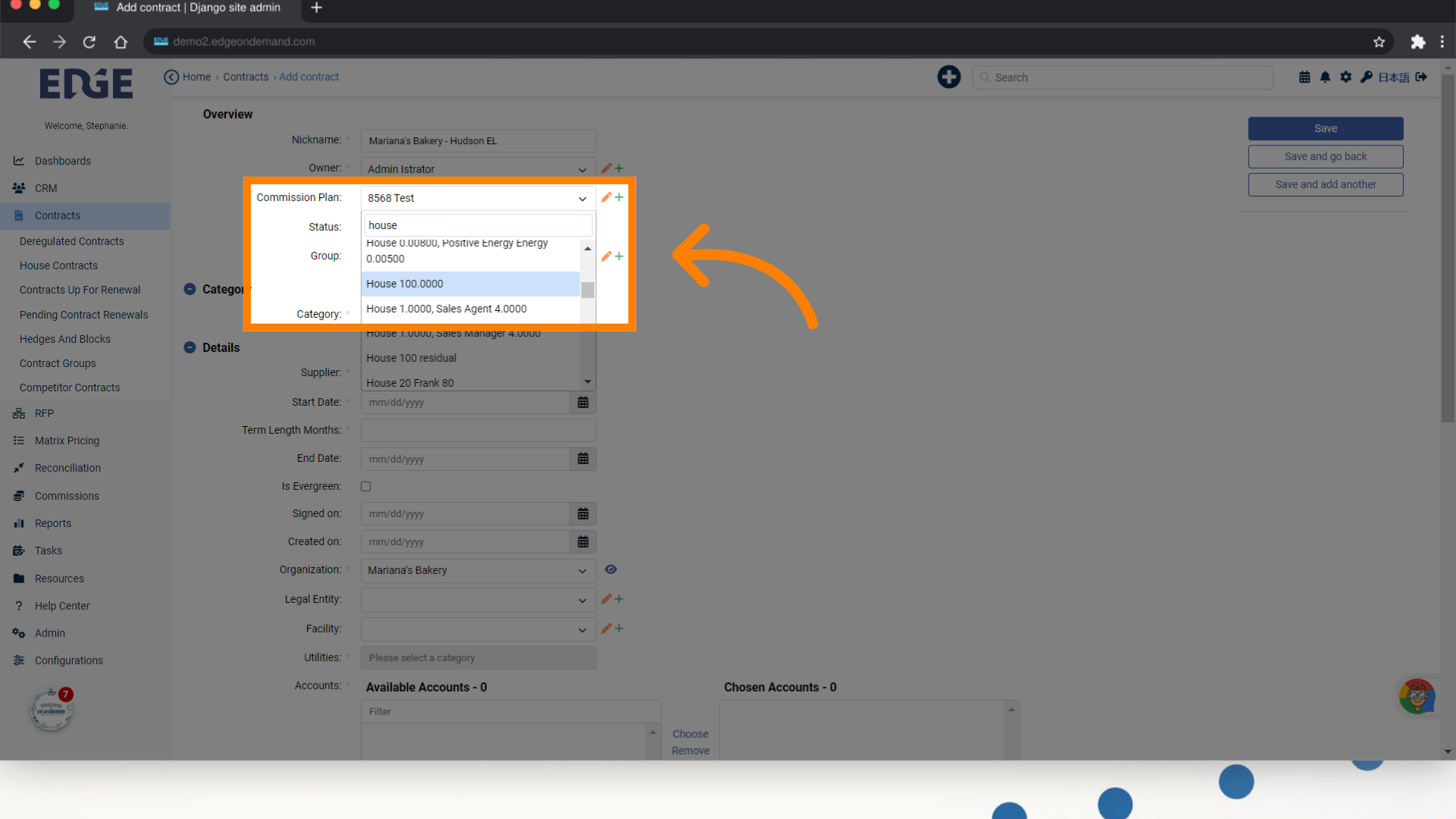Select a Commission Plan