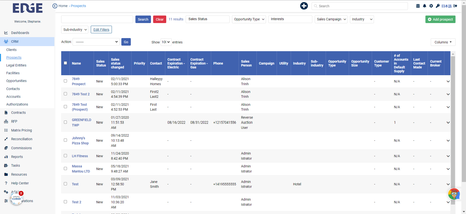 Click 'Edit Filters' to view list of all available list page filters