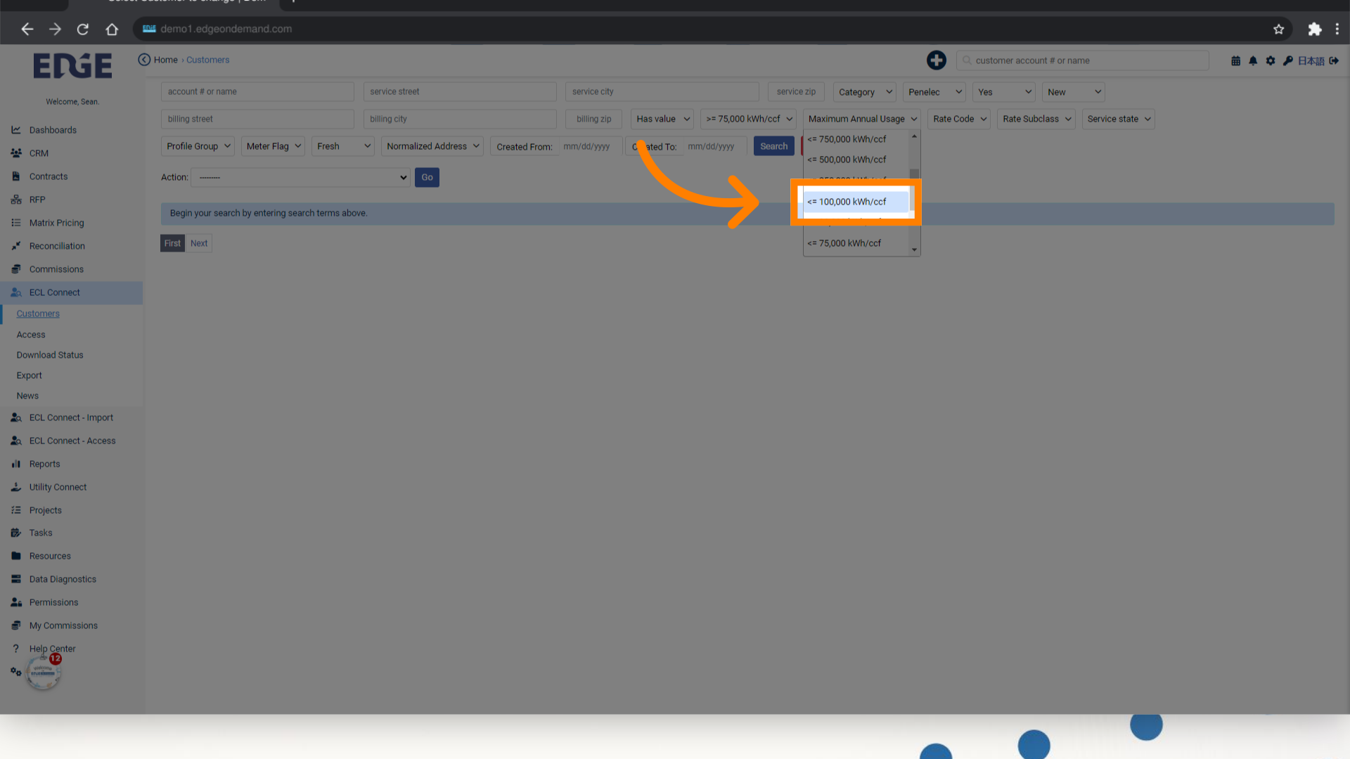Select the Maximum kWh value