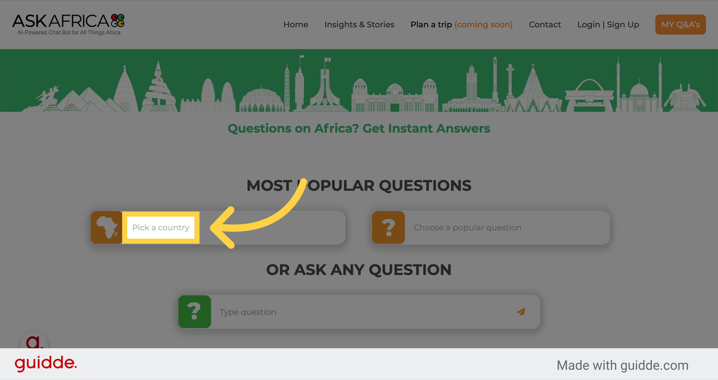 Click 'Pick a country'