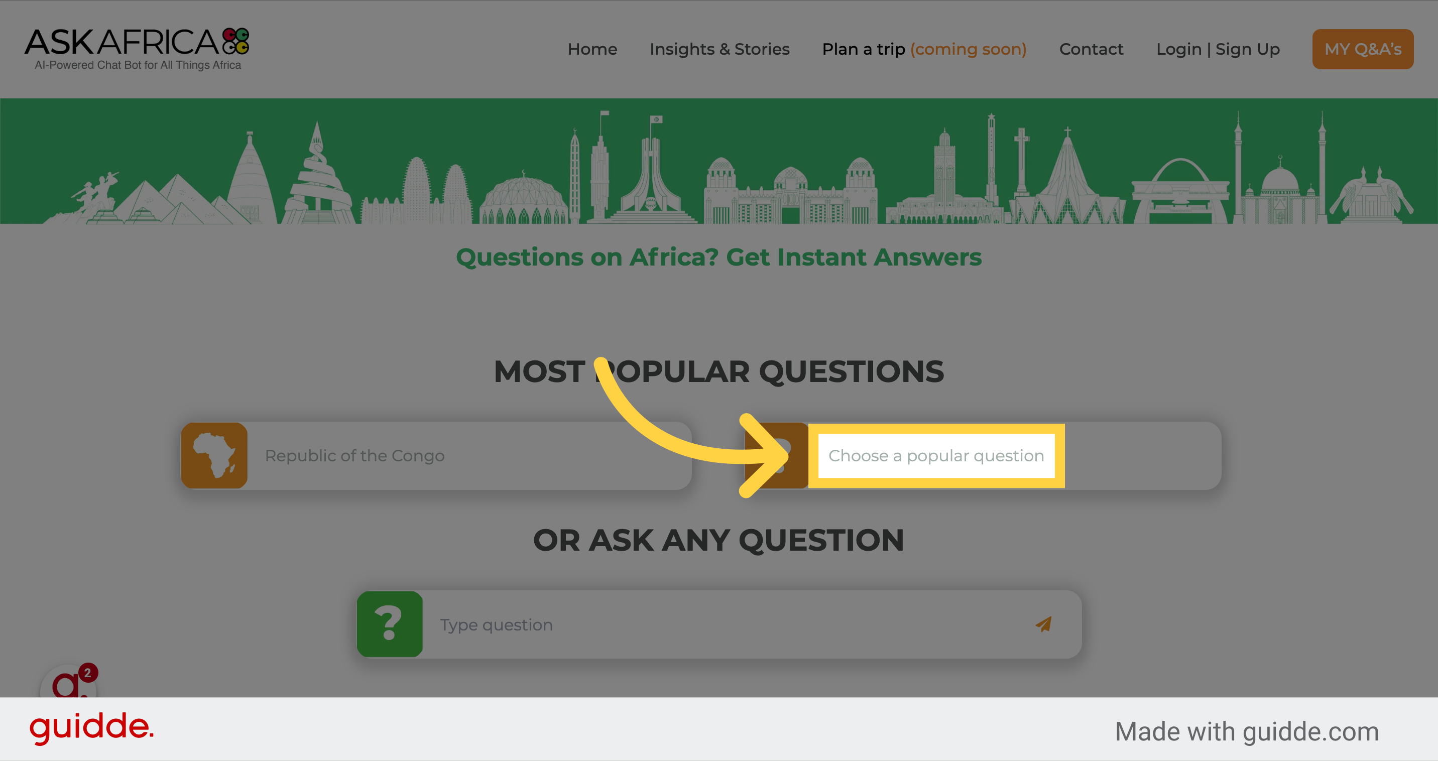 Click 'Choose a popular question'