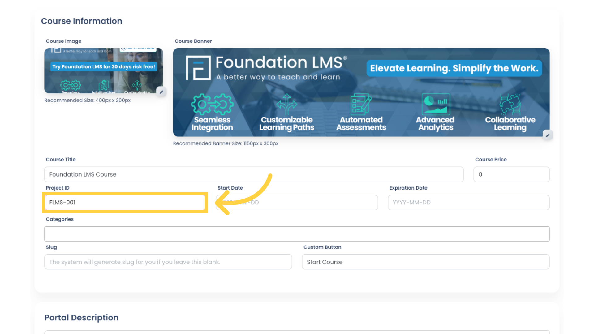 The project ID field is an optional field. Type your project ID if applicable, or leave the field blank.