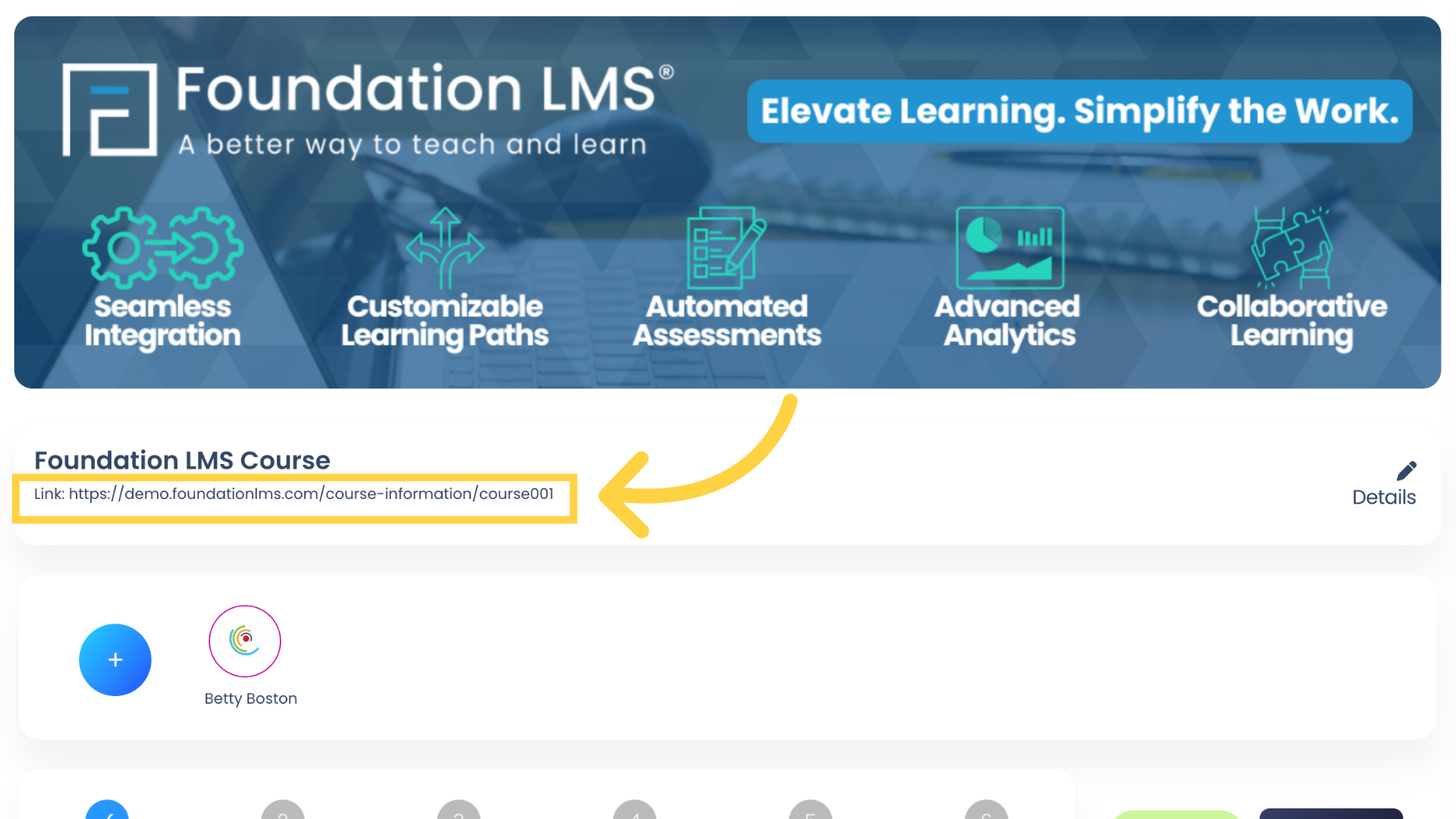 The URL for your Course can be found here beneath the Course Title. You can share this link with your Students when your Course is ready to go!