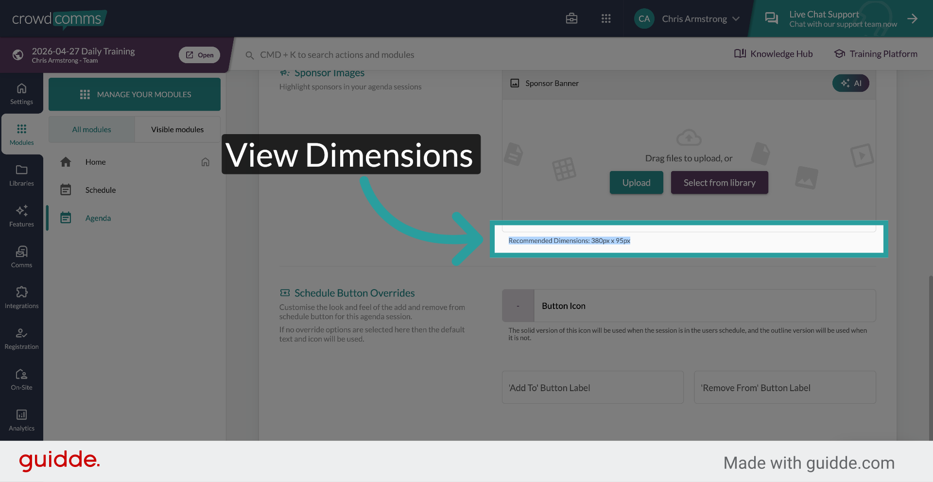 View Recommended Image Dimensions