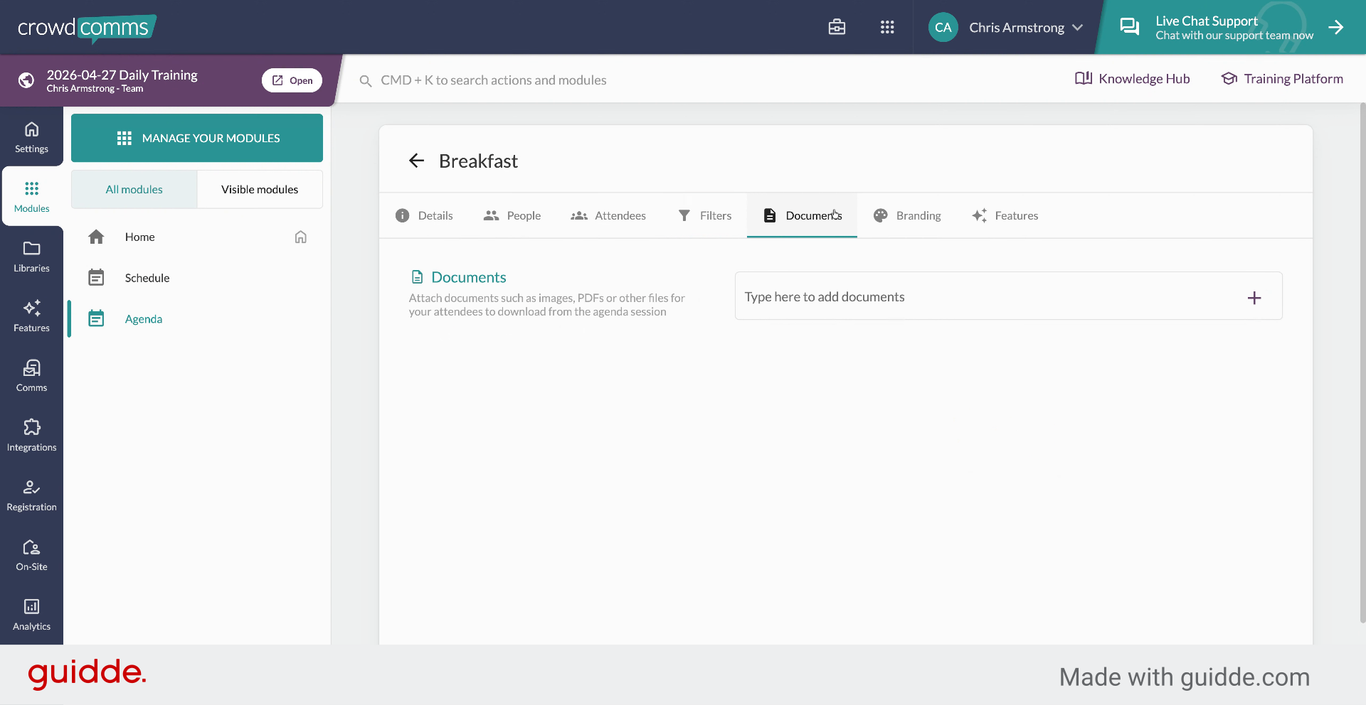 Add Session Documents