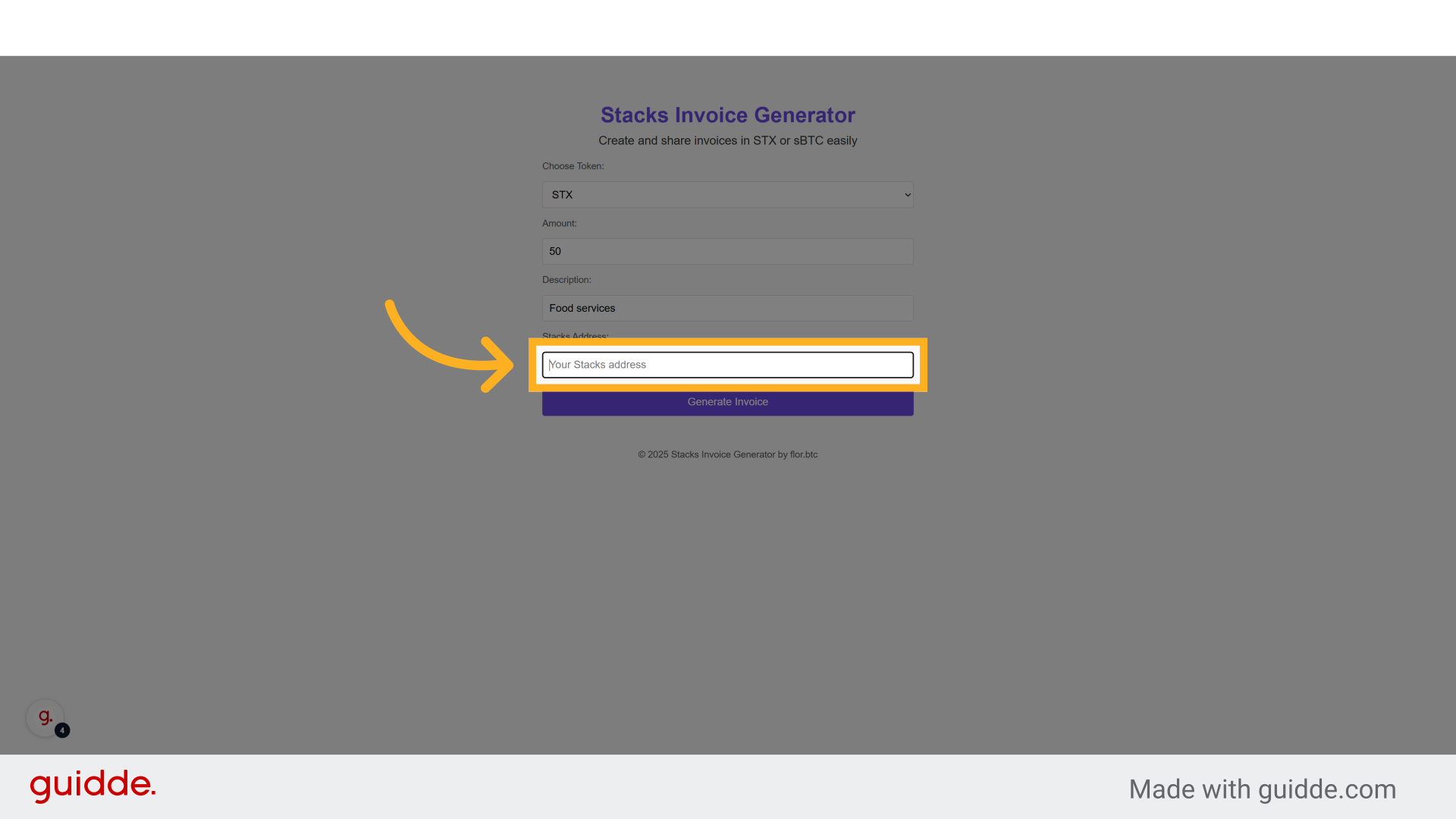 Click 'Your Stacks address'