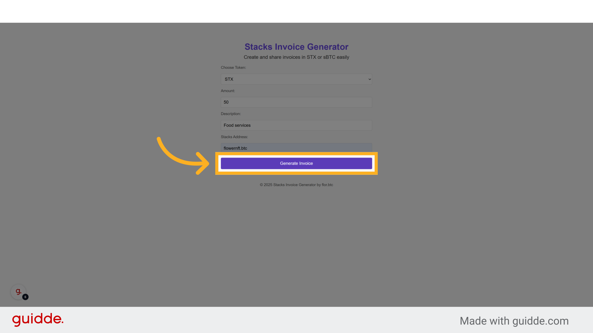 Click 'Generate Invoice'