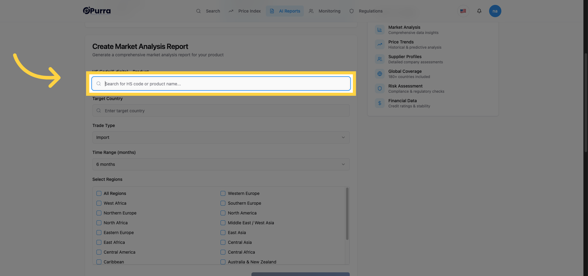Select HS Code Product Filter