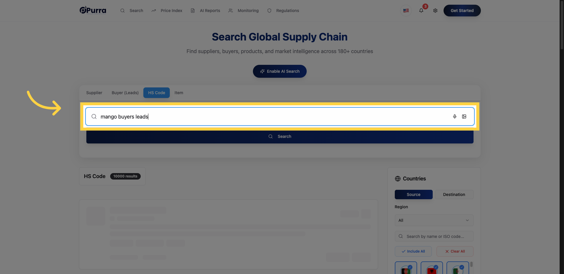Click 'mango buyers leads'