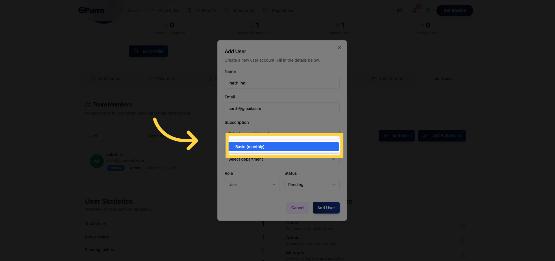 Choose Basic Subscription