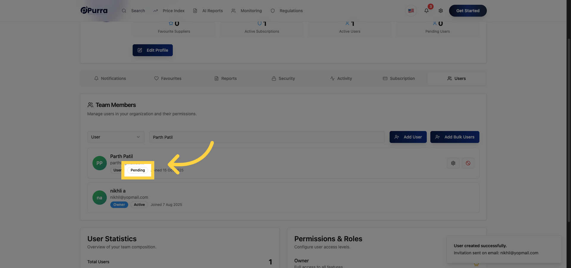 Select Pending Status