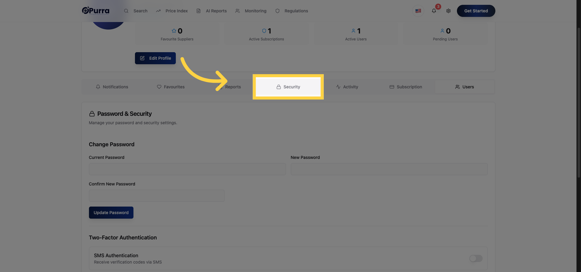 Open Security Settings