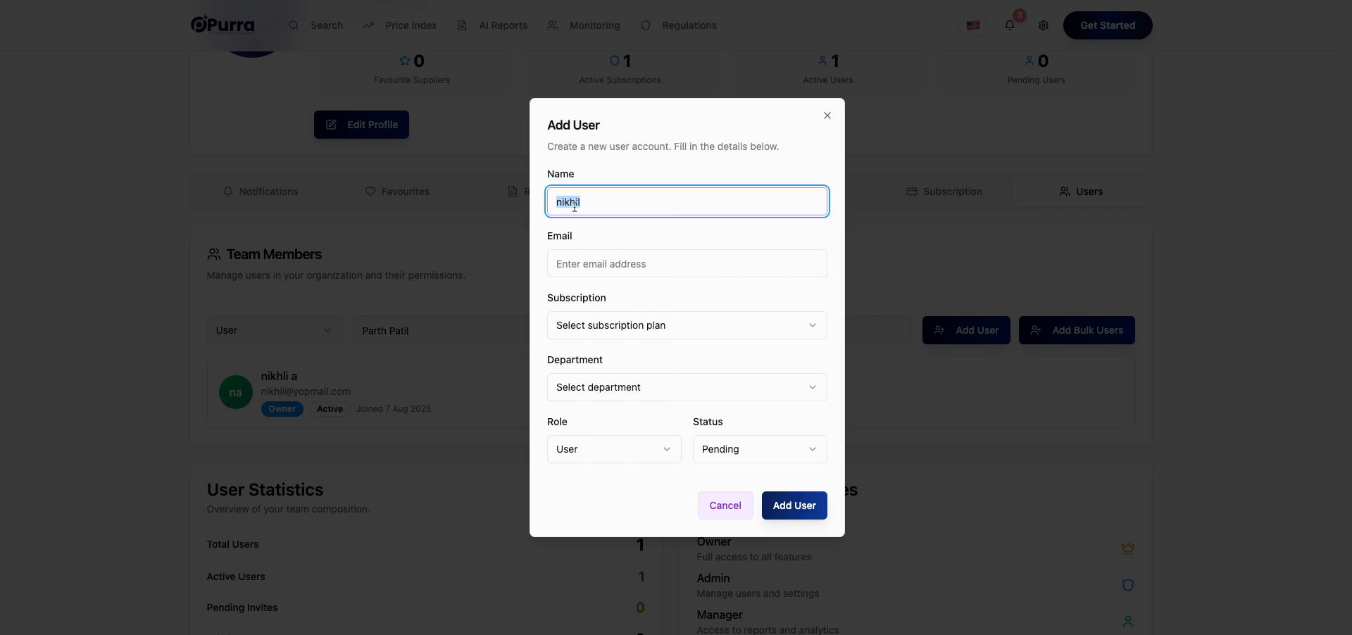 Fill New User's Name