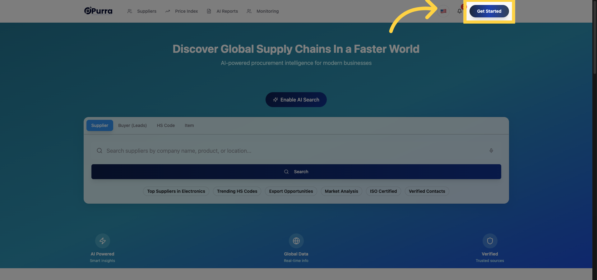 Click Get Started Button