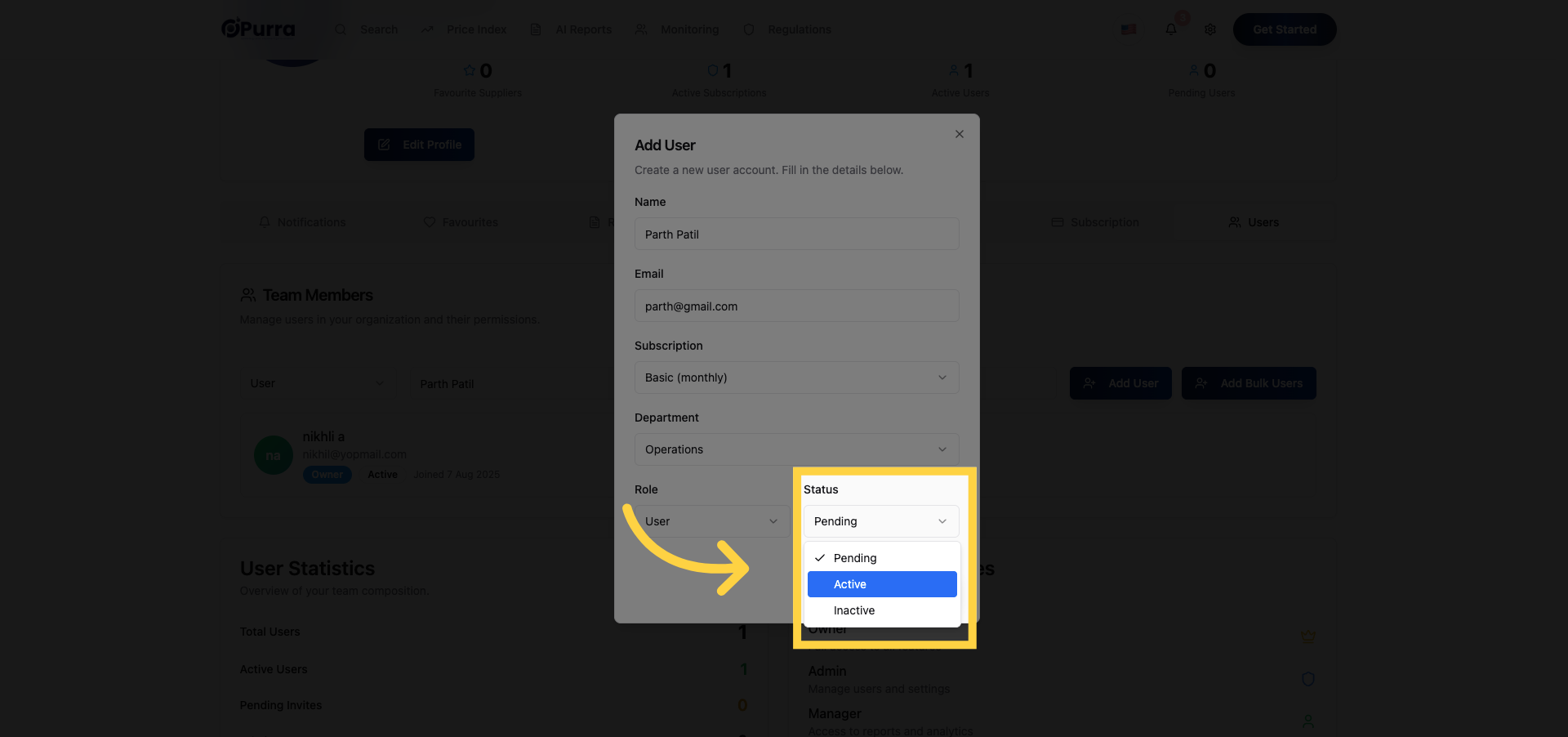 Set User Status to Active