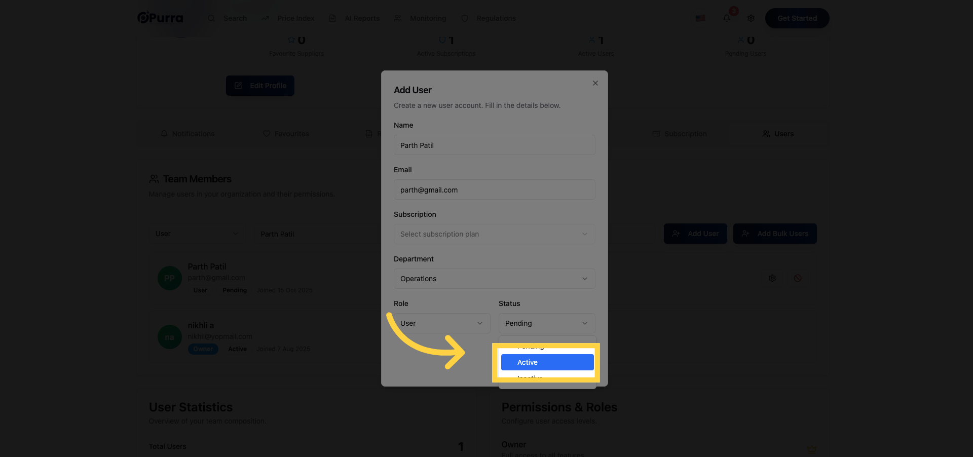 Set User Status to Active