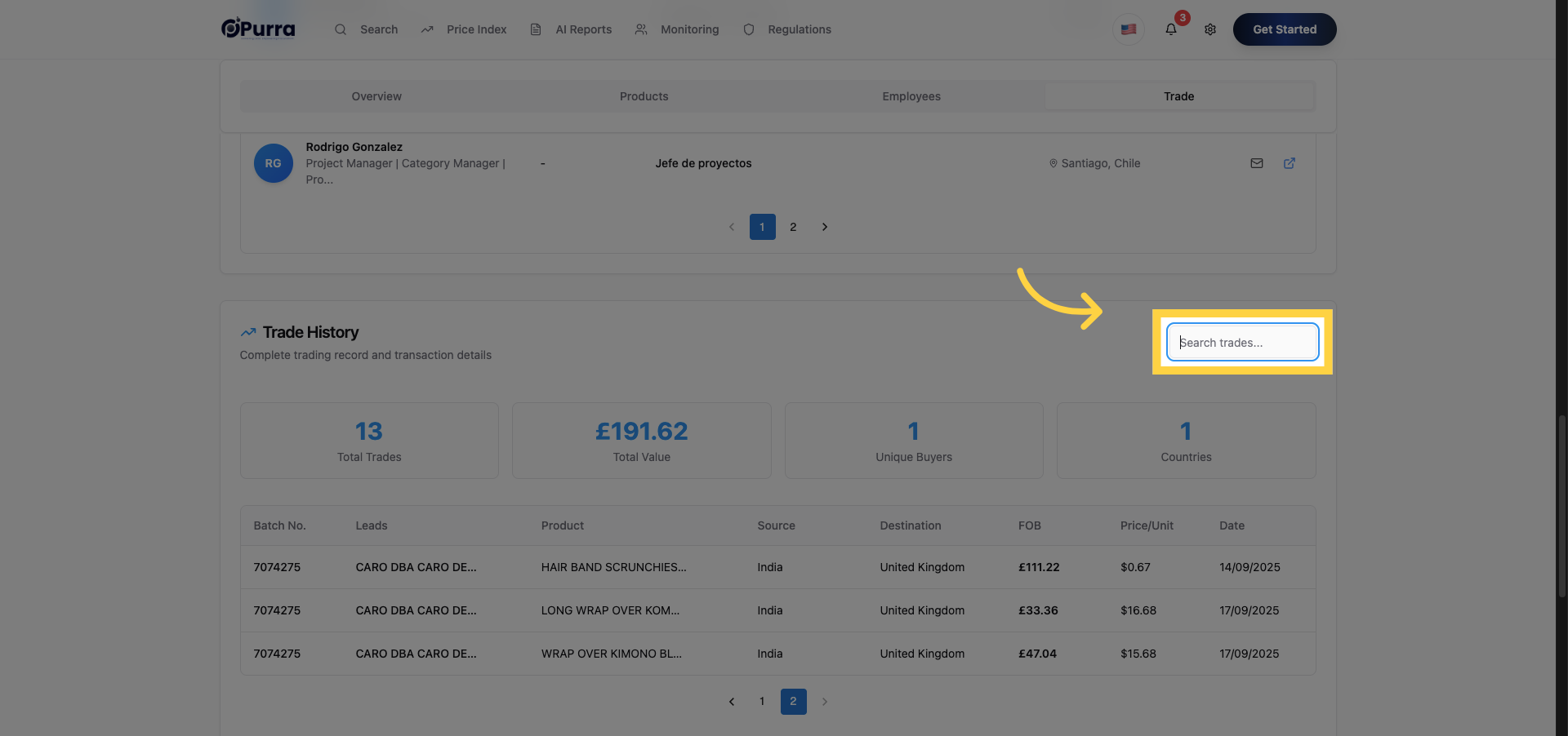 Click Trade Search Field