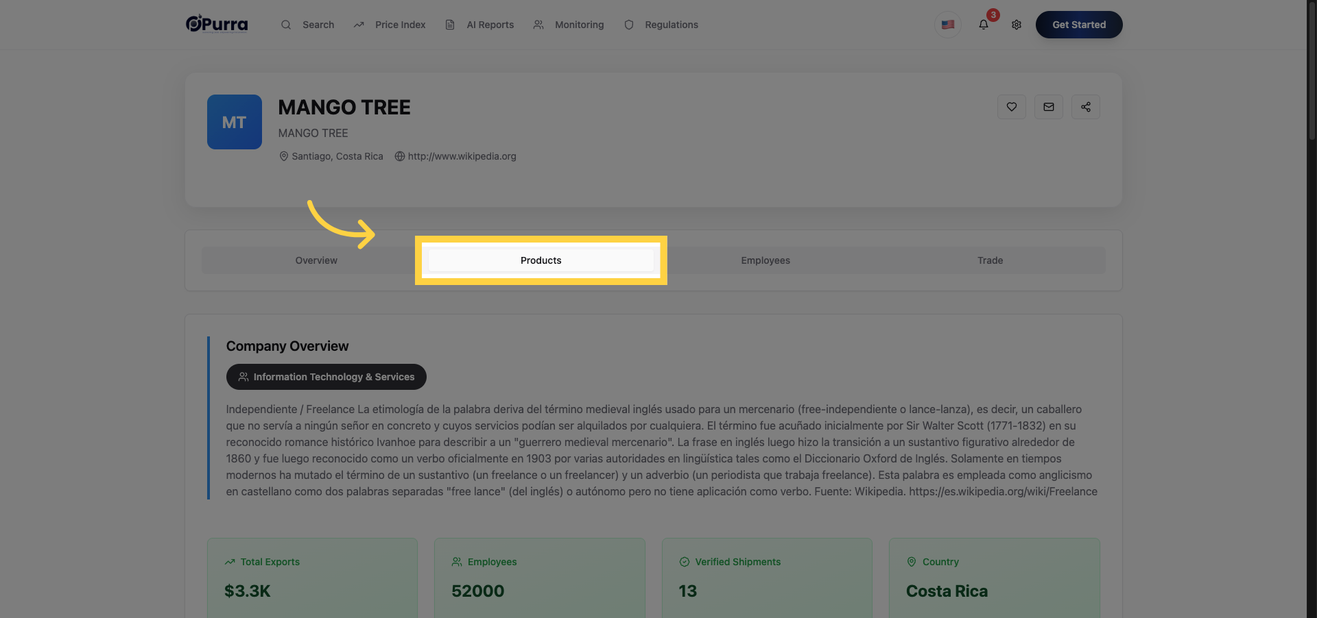 Access Products Tab