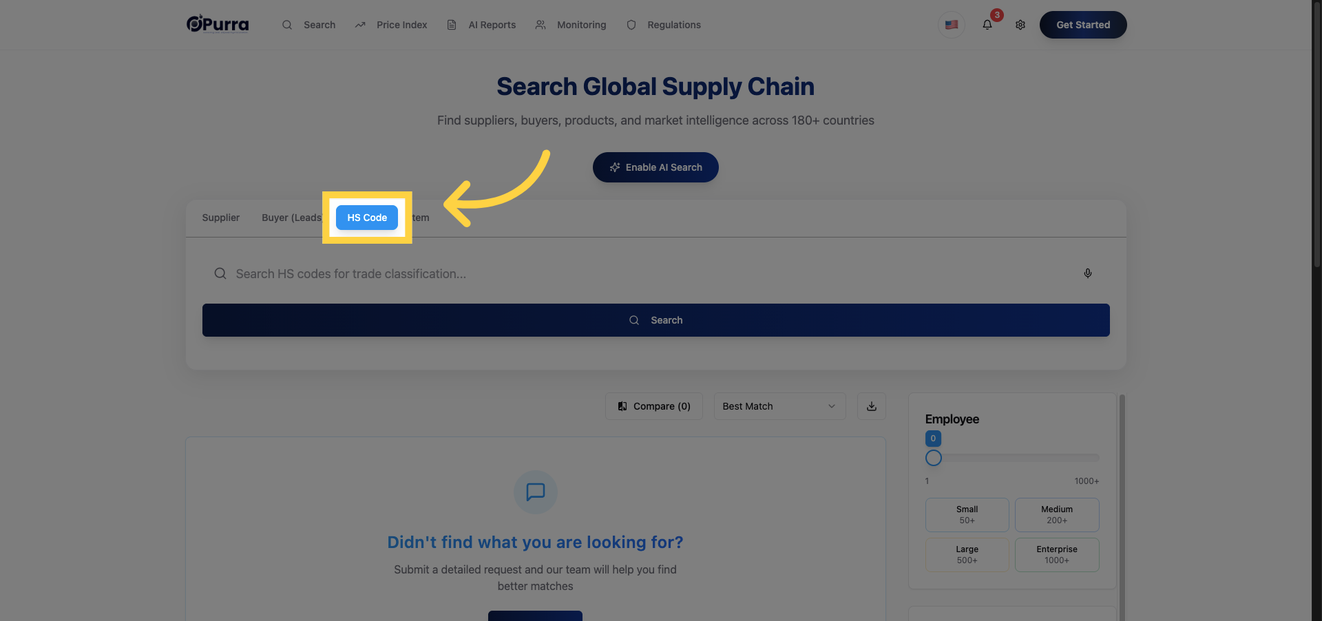 Select HS Code Option