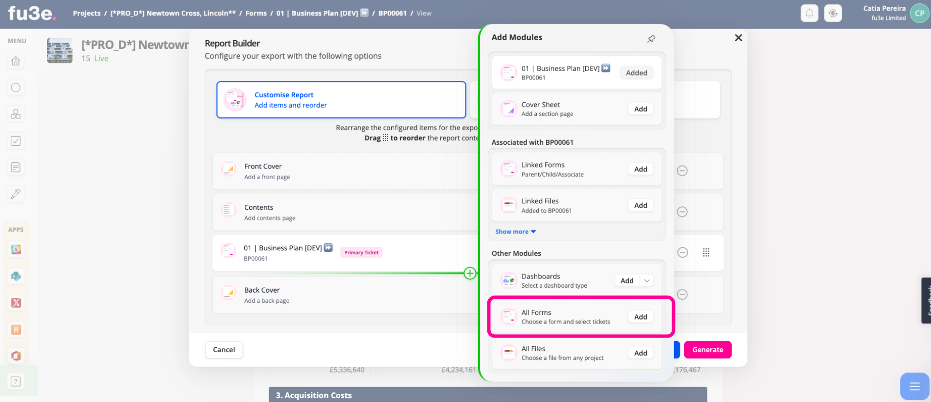 Add Forms Report Element