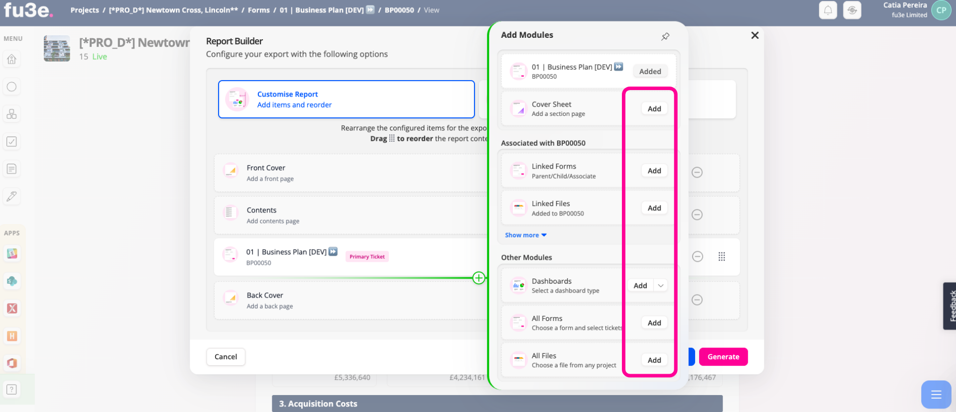 Add New Report Element