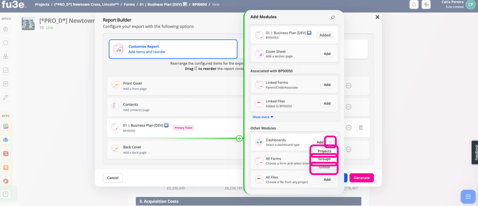 Configure Dashboard Content