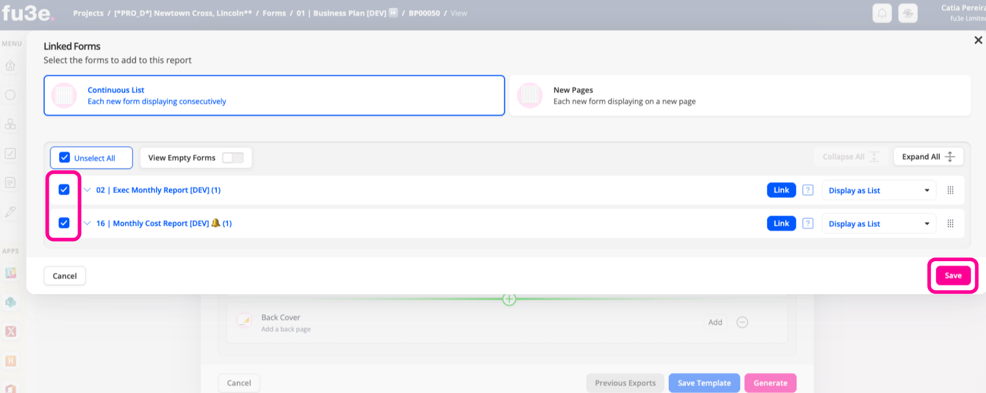 Add Linked Files Report or Linked Forms  Element (2)