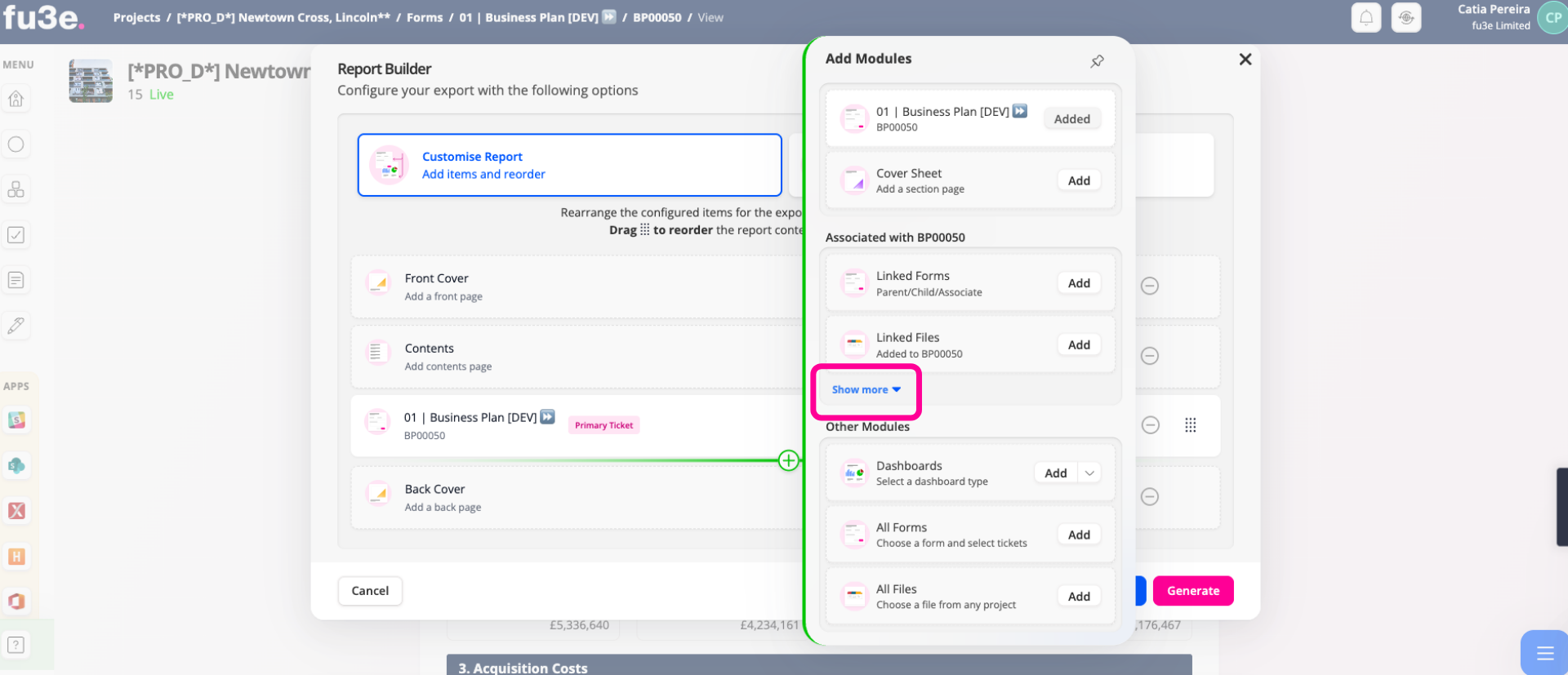 Show More for Additional Options