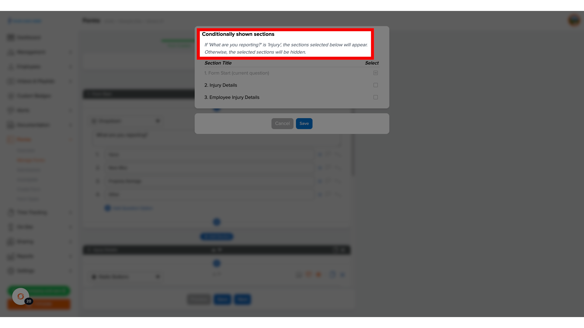 Pop up Instructions