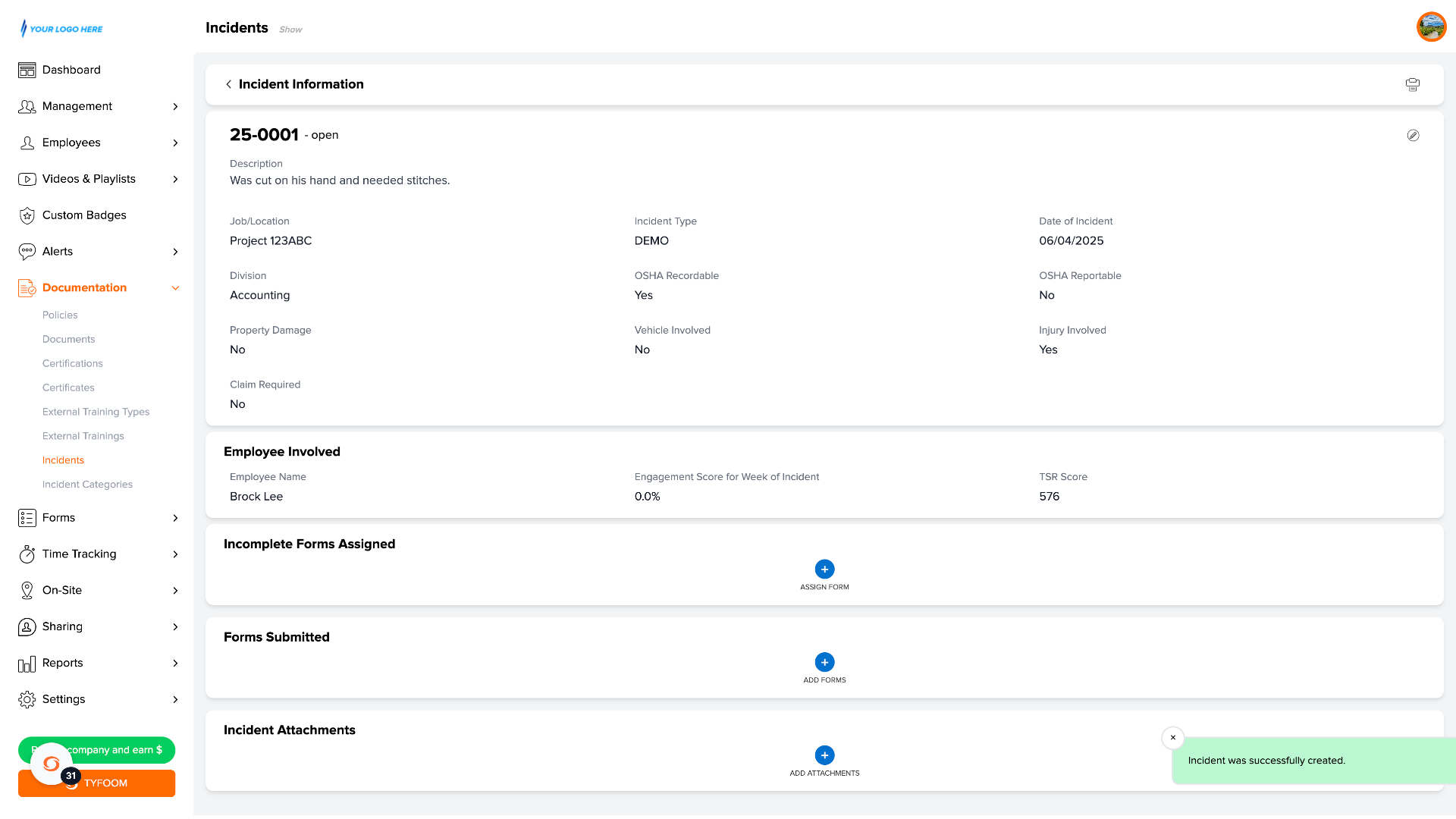Incident Details Page