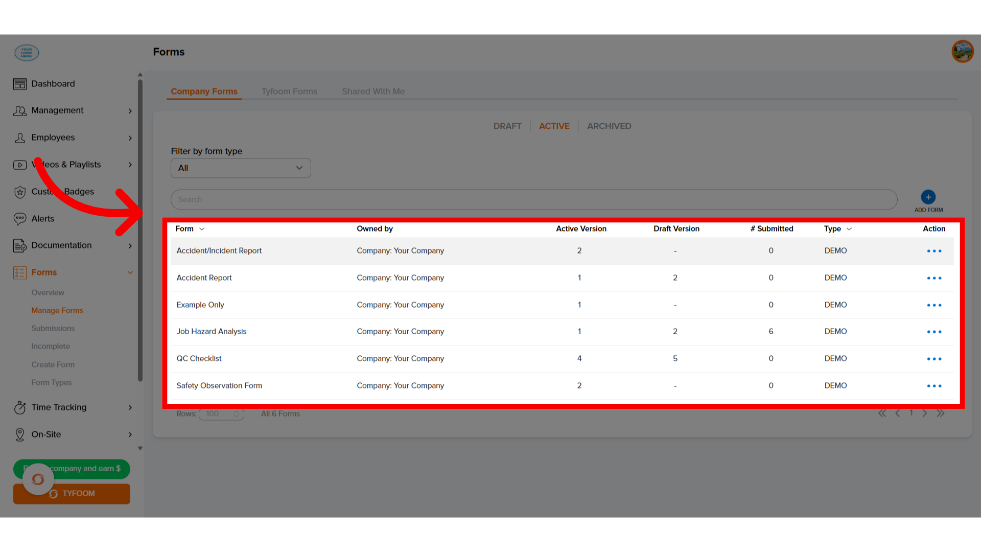 Select 'Form'
