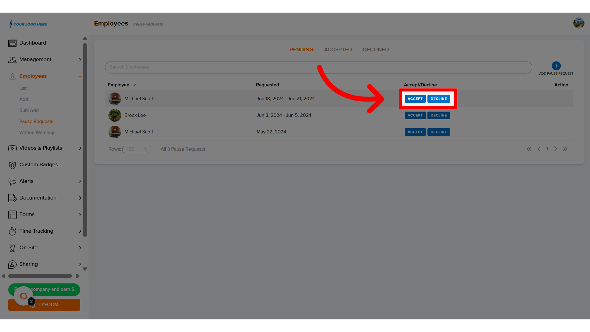 Click 'Accept or Decline'