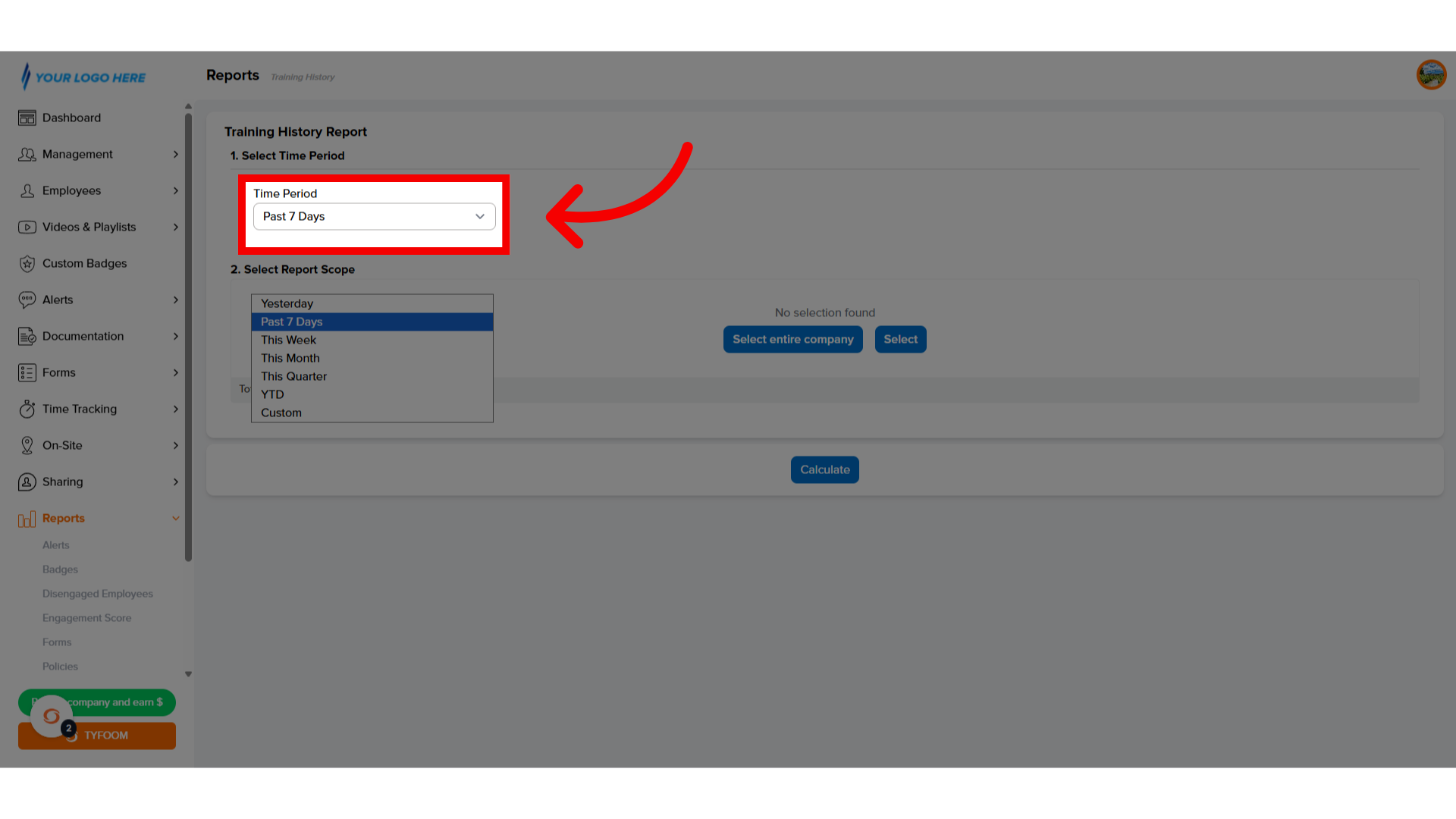 Select 'Time Period'
