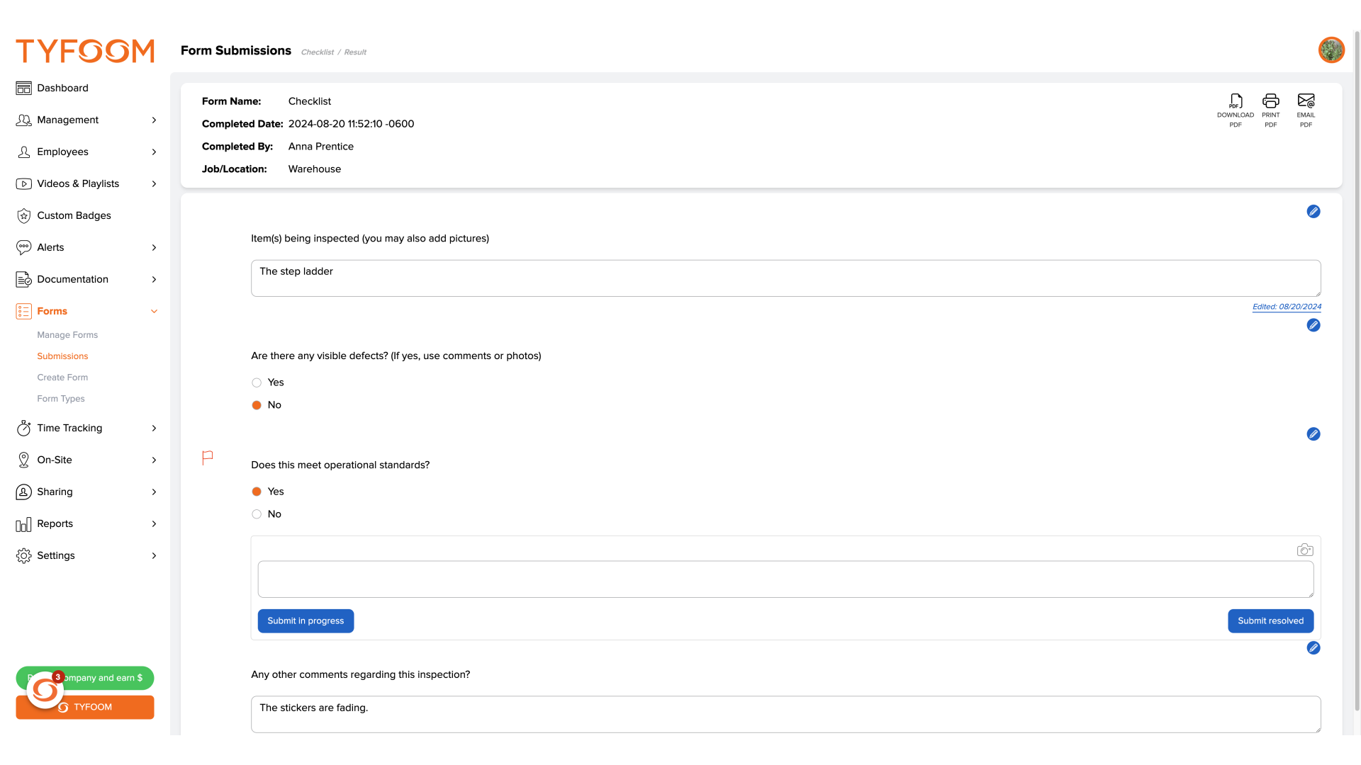 View Form Response