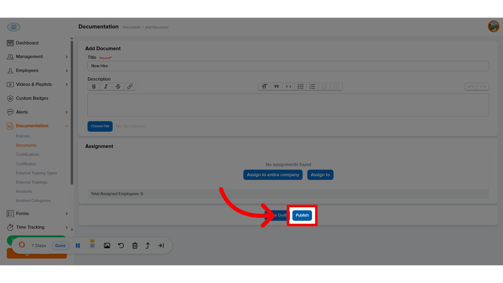 Click 'Publish'
