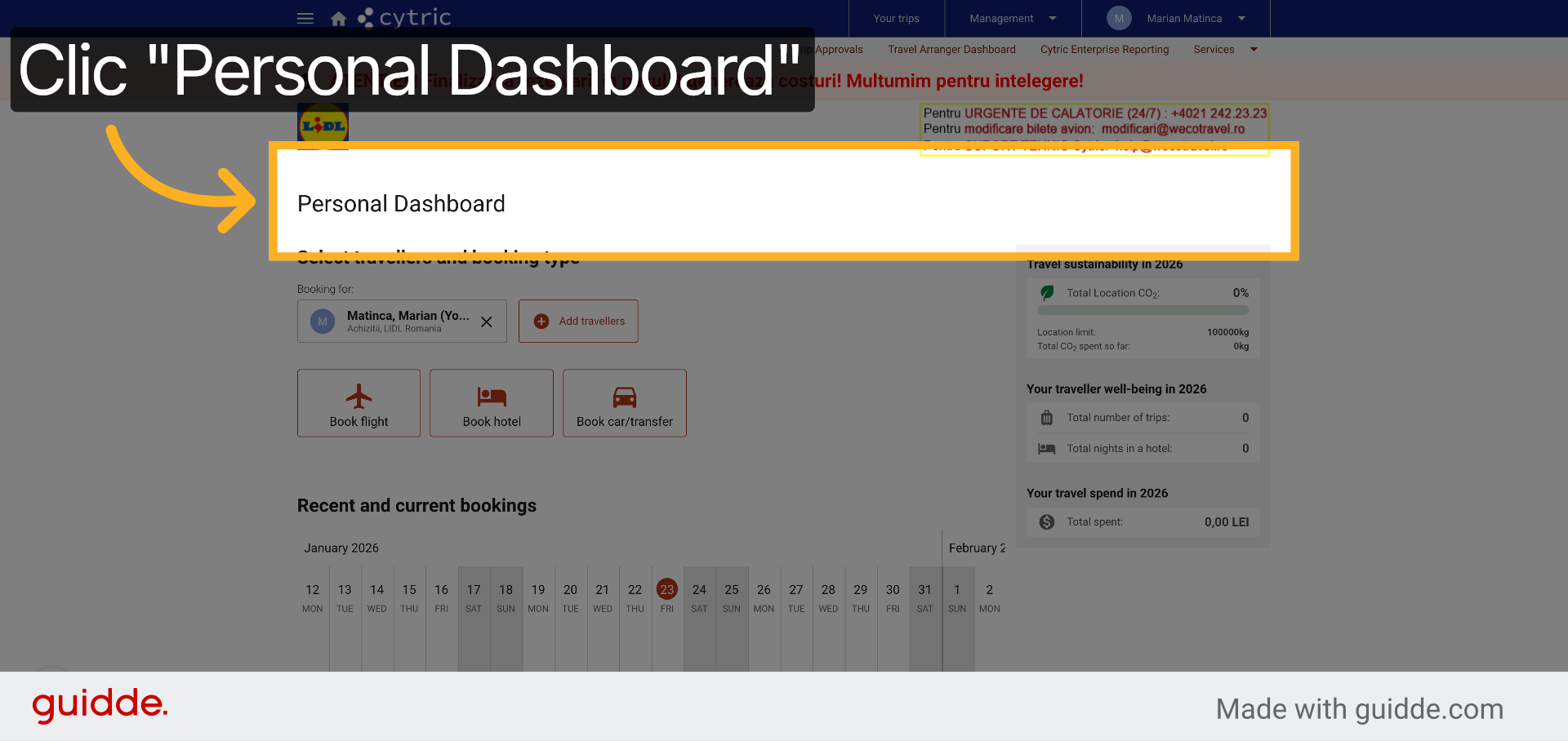Accesați Personal Dashboard