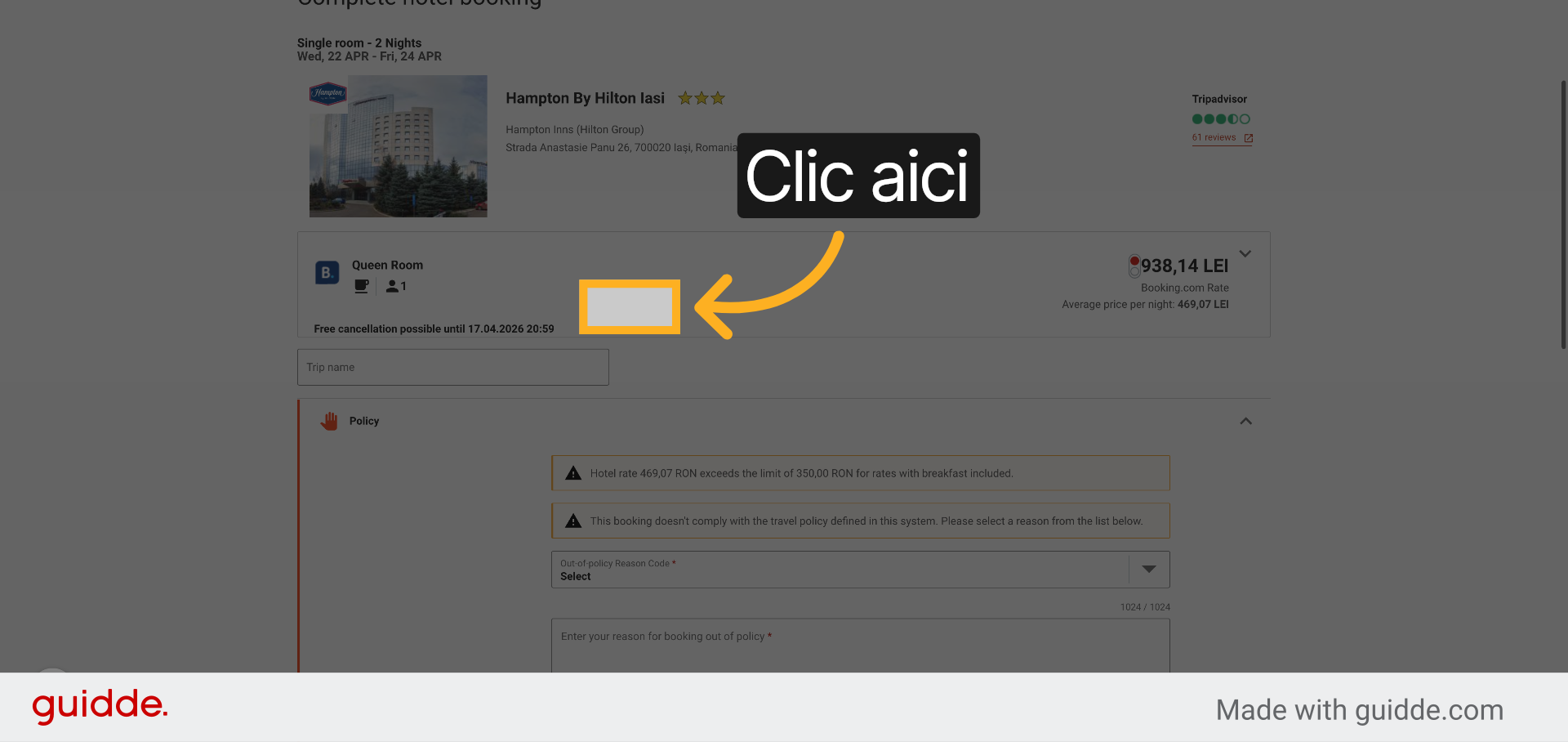Accesați Finalizarea Rezervării