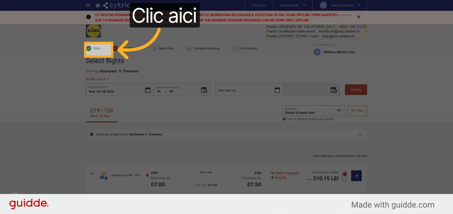 Selectați Zborul Dorit