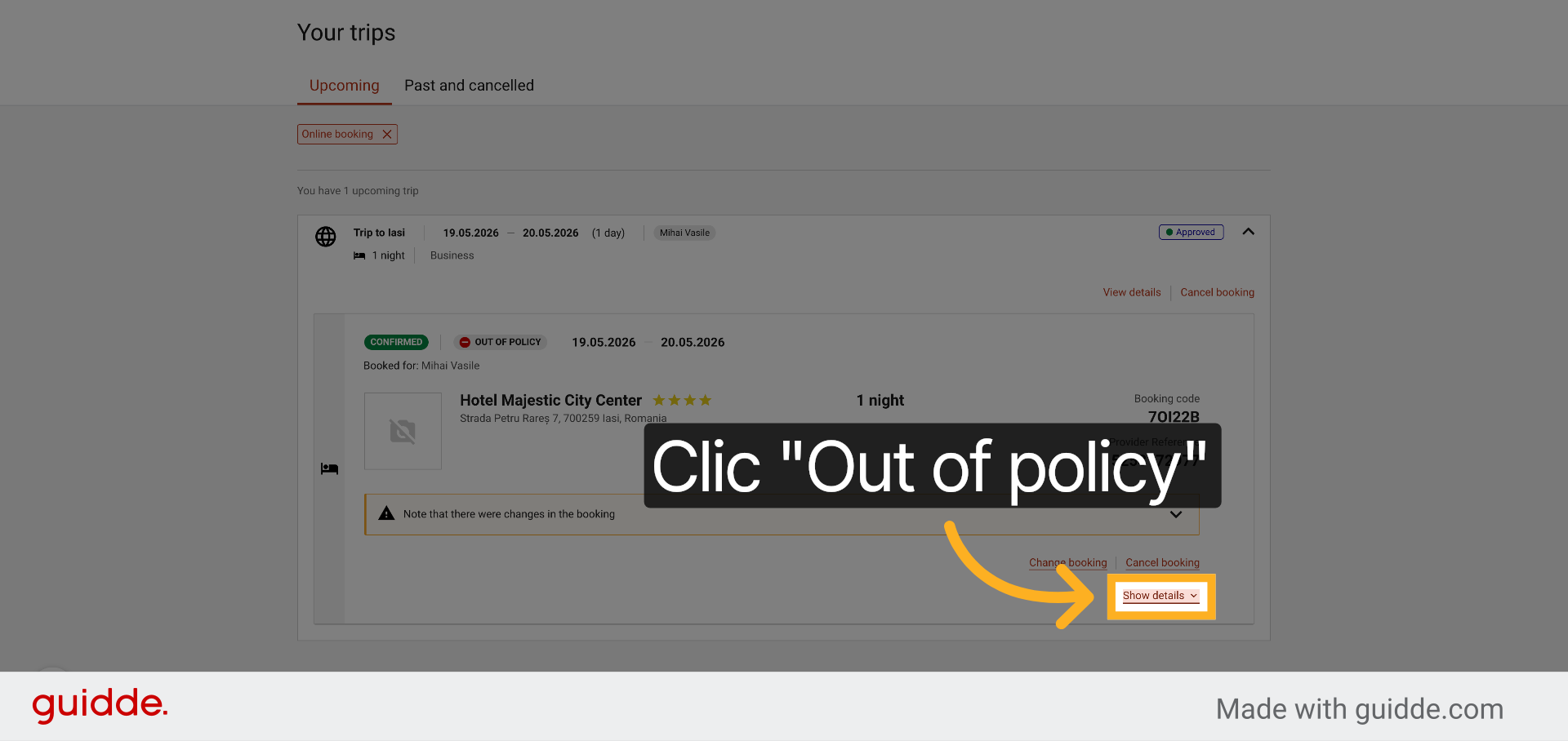 Selectați Filtrul 'Out of Policy'